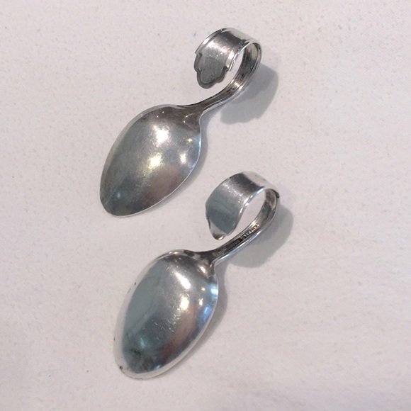 2 Sterling Silver Baby Spoons Curved Handle - Picture 2 of 5